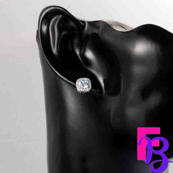 Platinum Iced Cube Earrings - Picture 8 of 12